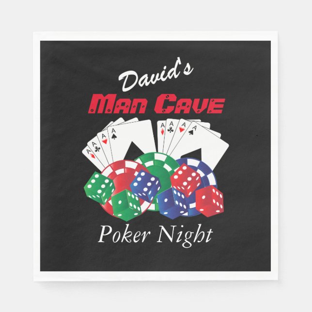 Poker Night at the Man Cave | Personalise Napkin (Front)