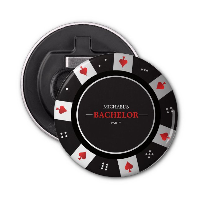 Poker Night Bachelor Party Las Vegas Casino Bottle Opener (Front)
