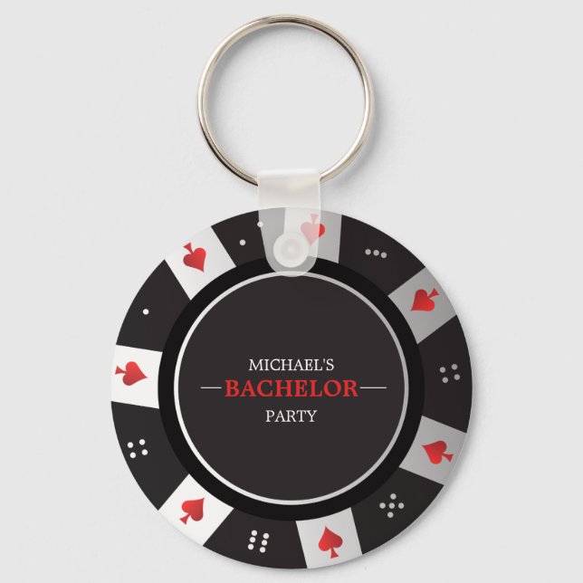 Poker Night Bachelor Party Las Vegas Casino Favour Key Ring (Front)