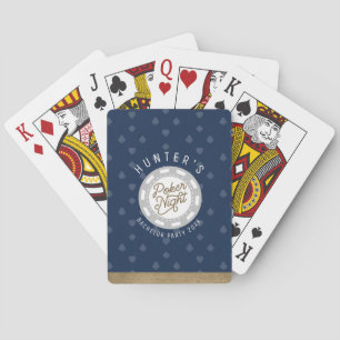Poker Night Bachelor Party Navy Blue & Gold Playing Cards