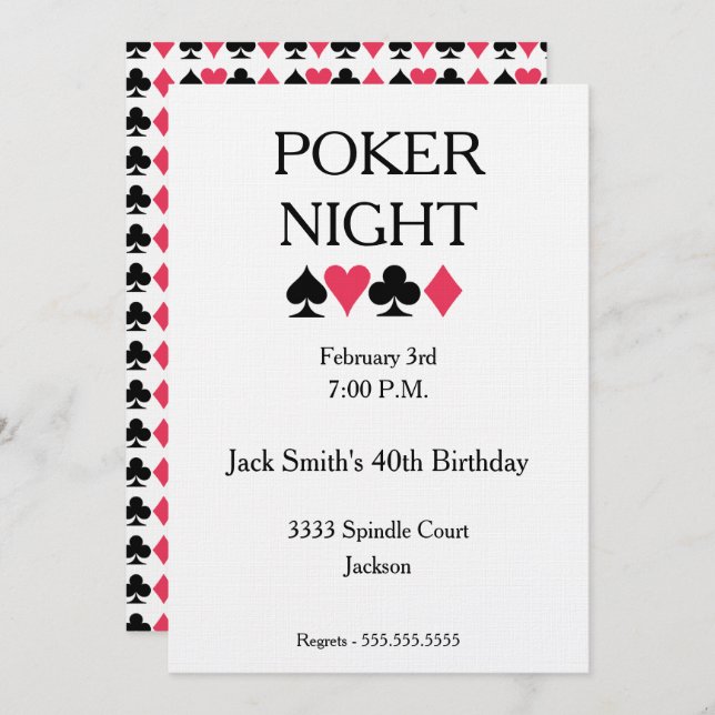 Poker Night Birthday Party Invitation (Front/Back)