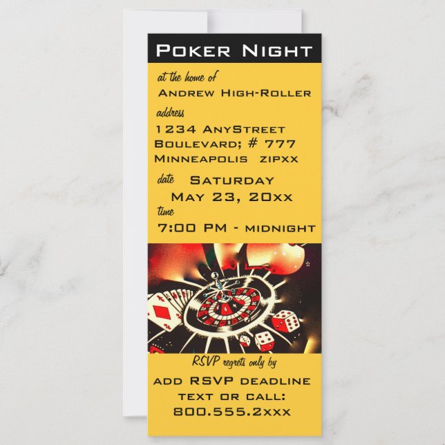 Poker Night Casino Theme Invite (Front)