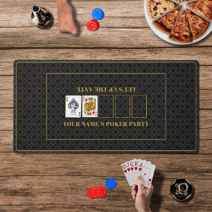 Poker Night Classy Men's Texas Hold'em Black Gold Desk Mat
