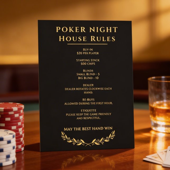 Poker Night House Rules Sign Black and Gold (Creator Uploaded)
