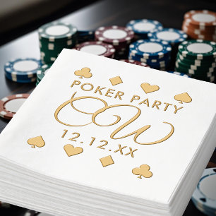Poker Night Monogram Bachelor Party Foil Napkins
