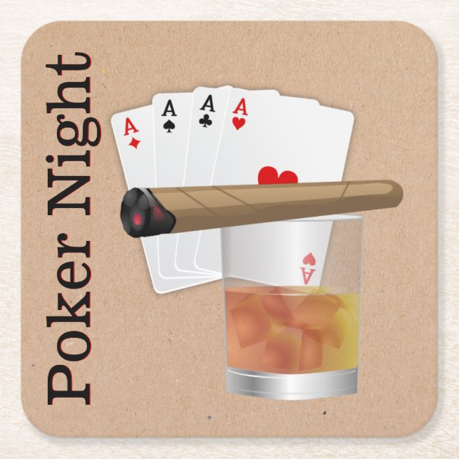 Poker Night Paper Coasters (Front)