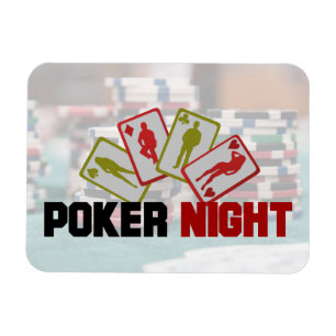 Poker Night with Playing Cards and Poker Chips Magnet