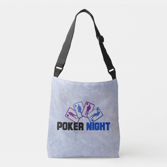 Poker Night with Playing Cards on Marble Texture Crossbody Bag (Front)