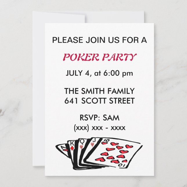 Poker Party Invitation (Front)