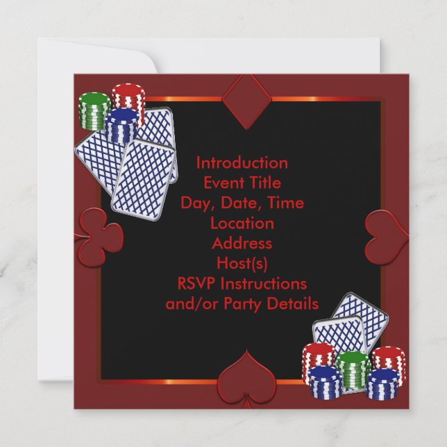 Poker Party Invitation Template (Front)
