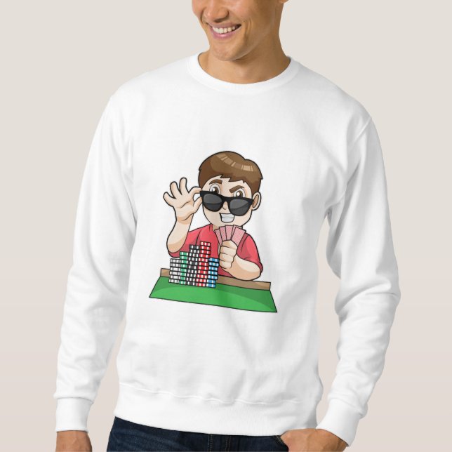 Poker player at Poker with Sunglasses Sweatshirt (Front)