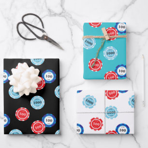 Poker Player Casino Chips Wrapping Paper Sheet