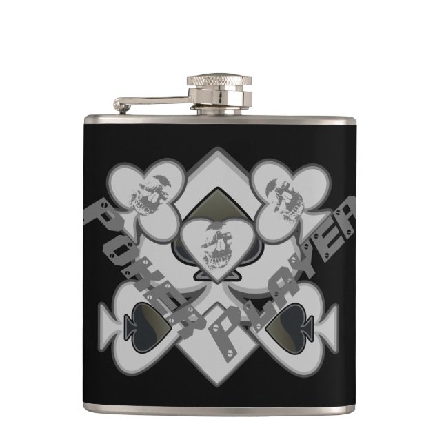 Poker Player Cool Custom Hip Flask (Front)