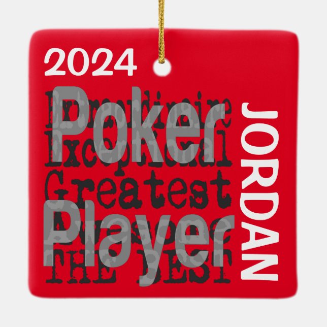 Poker Player Extraordinaire CUSTOM Ceramic Ornament (Back)