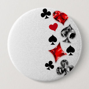 Poker Player Gambler Playing Card Suits Las Vegas 10 Cm Round Badge