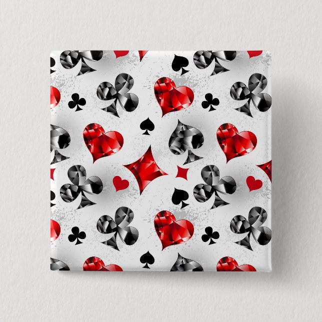 Poker Player Gambler Playing Card Suits Las Vegas 15 Cm Square Badge (Front)