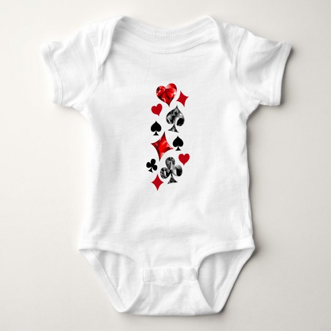 Poker Player Gambler Playing Card Suits Las Vegas Baby Bodysuit (Front)