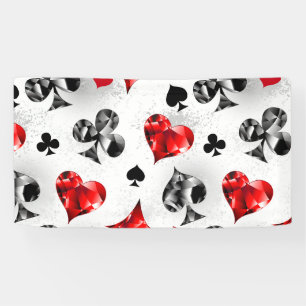 Poker Player Gambler Playing Card Suits Las Vegas Banner