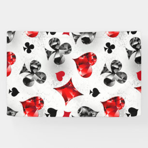 Poker Player Gambler Playing Card Suits Las Vegas Banner