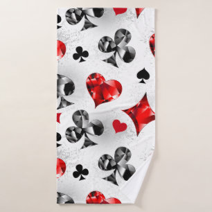 Poker Player Gambler Playing Card Suits Las Vegas Bath Towel
