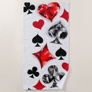 Poker Player Gambler Playing Card Suits Las Vegas Beach Towel