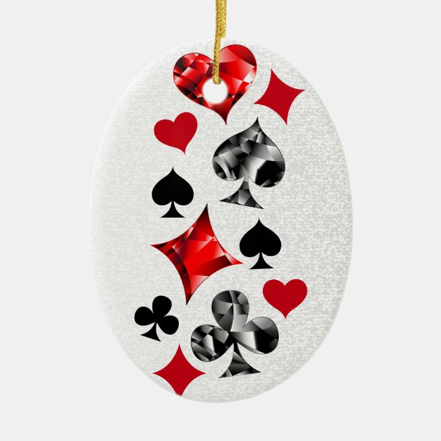 Poker Player Gambler Playing Card Suits Las Vegas Ceramic Tree Decoration (Front)