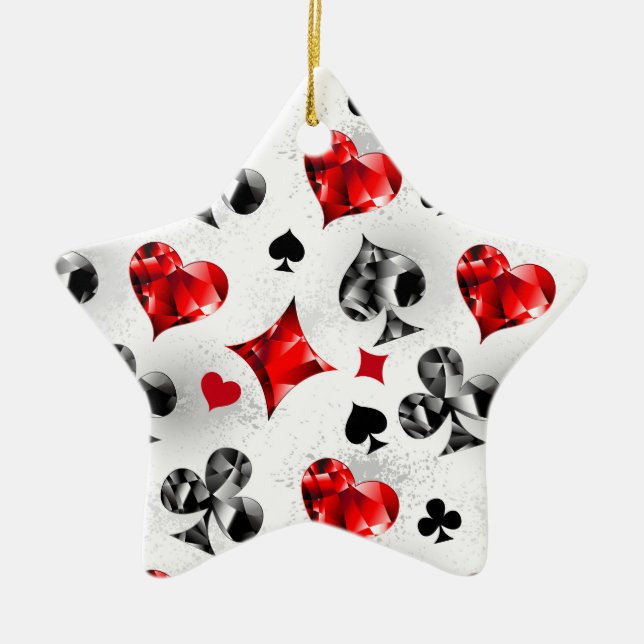 Poker Player Gambler Playing Card Suits Las Vegas Ceramic Tree Decoration (Front)