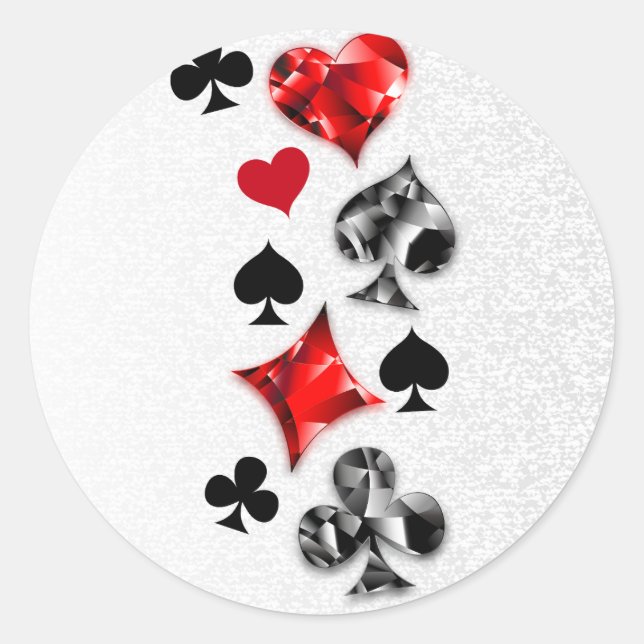 Poker Player Gambler Playing Card Suits Las Vegas Classic Round Sticker (Front)