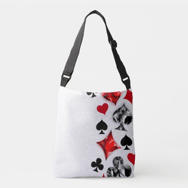 Poker Player Gambler Playing Card Suits Las Vegas Crossbody Bag (Front)
