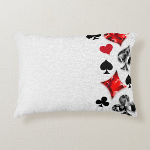 Poker Player Gambler Playing Card Suits Las Vegas Decorative Cushion