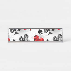 Poker Player Gambler Playing Card Suits Las Vegas Desk Name Plate