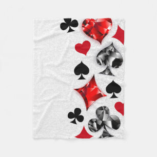 Poker Player Gambler Playing Card Suits Las Vegas Fleece Blanket