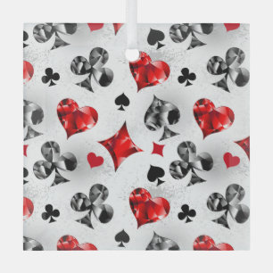 Poker Player Gambler Playing Card Suits Las Vegas Glass Tree Decoration