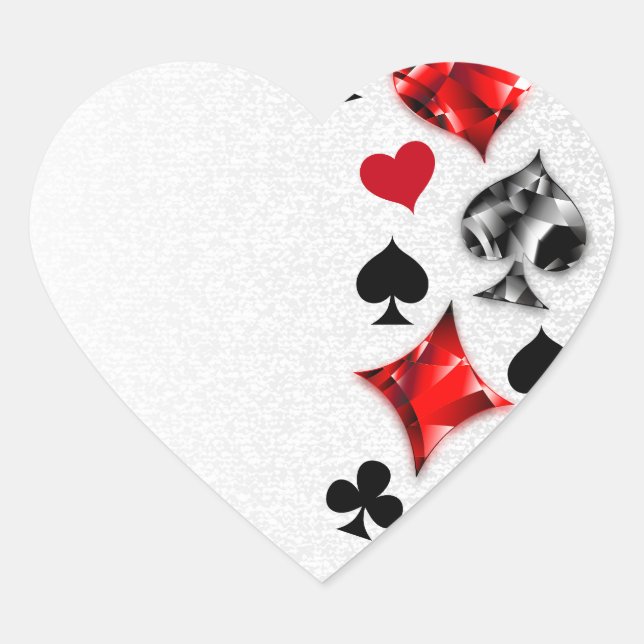 Poker Player Gambler Playing Card Suits Las Vegas Heart Sticker (Front)