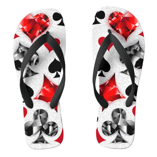 Poker Player Gambler Playing Card Suits Las Vegas Jandals (Footbed)