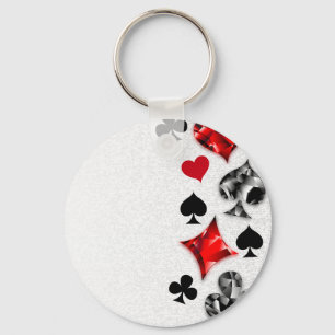 Poker Player Gambler Playing Card Suits Las Vegas Key Ring