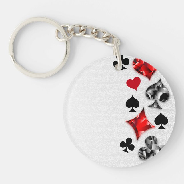 Poker Player Gambler Playing Card Suits Las Vegas Key Ring (Front)