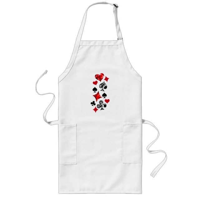 Poker Player Gambler Playing Card Suits Las Vegas Long Apron (Front)