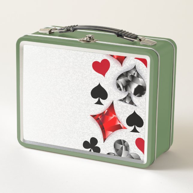 Poker Player Gambler Playing Card Suits Las Vegas Metal Lunch Box (Front)