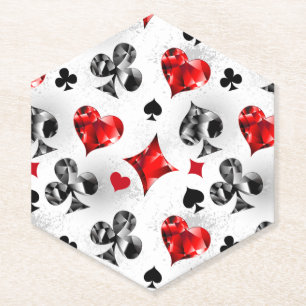 Poker Player Gambler Playing Card Suits Las Vegas Paper Coaster