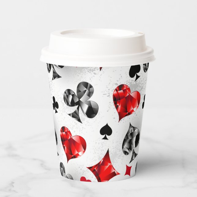 Poker Player Gambler Playing Card Suits Las Vegas Paper Cups (Front)