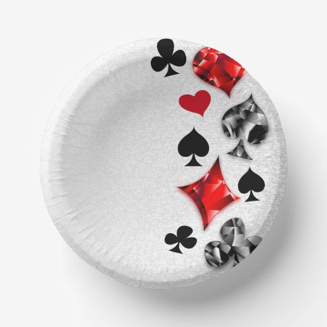 Poker Player Gambler Playing Card Suits Las Vegas Paper Plate (Front)