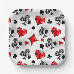 Poker Player Gambler Playing Card Suits Las Vegas Paper Plate