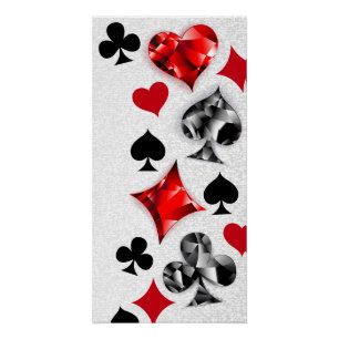 Poker Player Gambler Playing Card Suits Las Vegas Poster