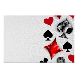 Poker Player Gambler Playing Card Suits Las Vegas Poster