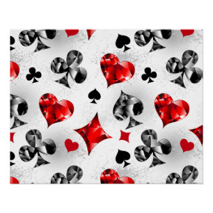 Poker Player Gambler Playing Card Suits Las Vegas Poster