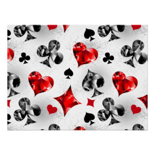 Poker Player Gambler Playing Card Suits Las Vegas Poster
