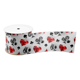 Poker Player Gambler Playing Card Suits Las Vegas Satin Ribbon
