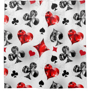 Poker Player Gambler Playing Card Suits Las Vegas Shower Curtain