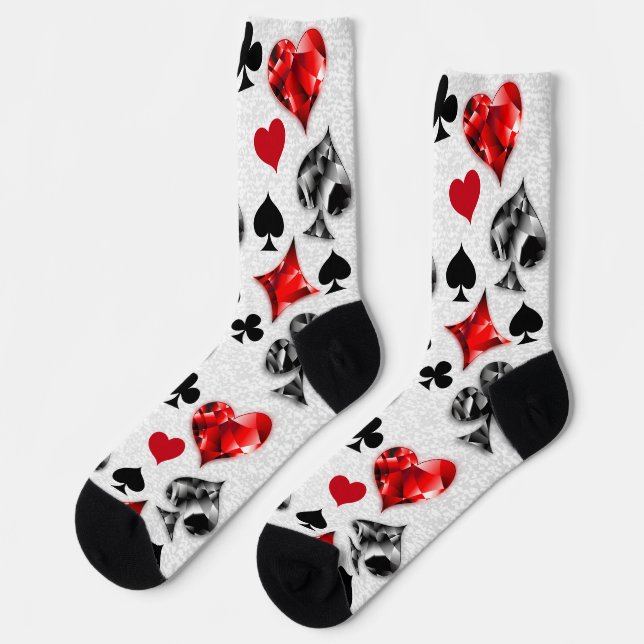 Poker Player Gambler Playing Card Suits Las Vegas Socks (Left)